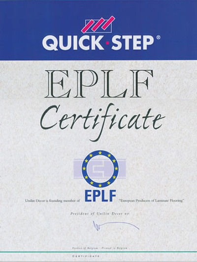 Quick·Step EPLF Certificate