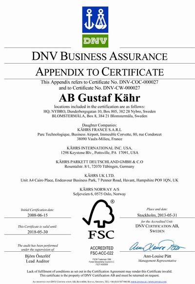 KAHRS FSC Certificate